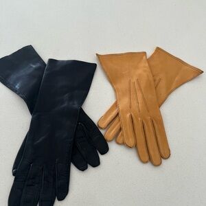 Classic vtg Leather Gloves 2 pair Black & Tan